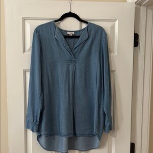 J Jill Blue Denim Chambray Long Sleeve Tunic
